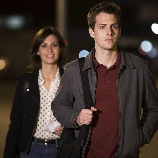 Couple Walking at Night in the City