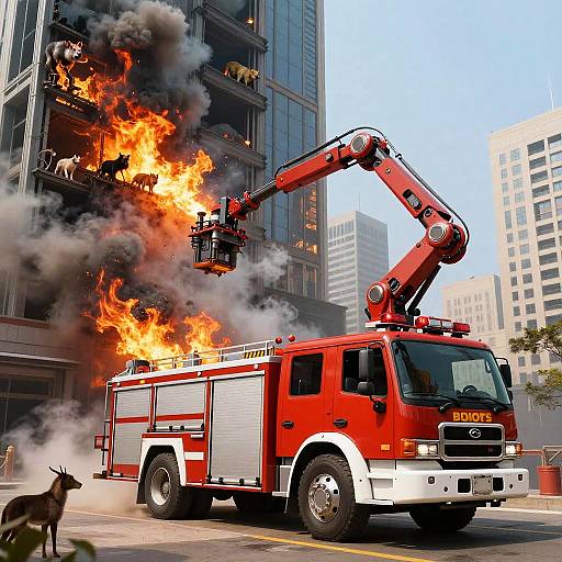 Futuristic Fire Truck Rescuing Animals