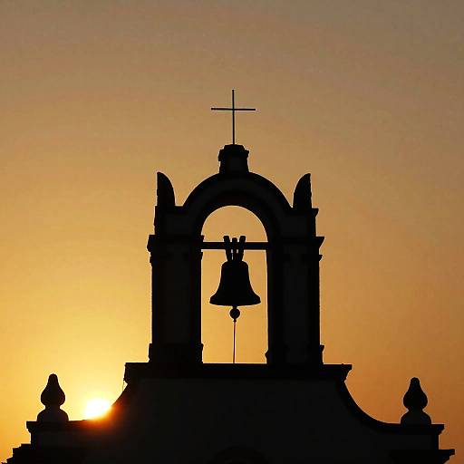 Silhouetted Church Bell Tower Sunset