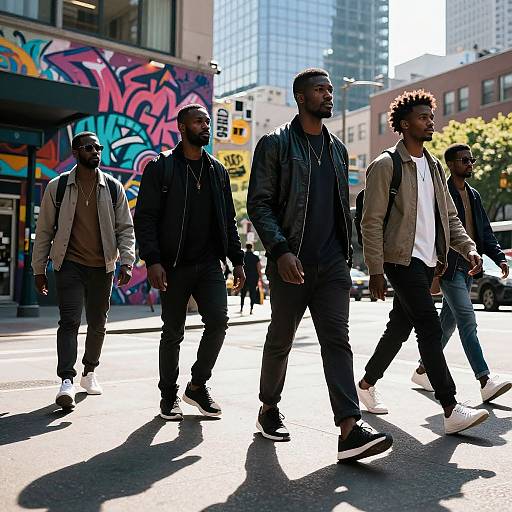 Confident Black Individuals in Urban Cityscape