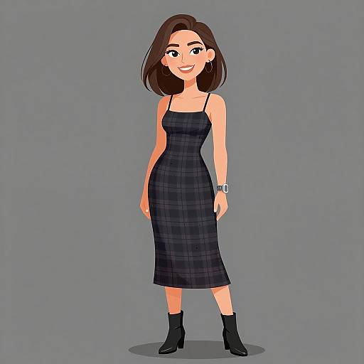 Grunge Style Woman in Plaid Dress