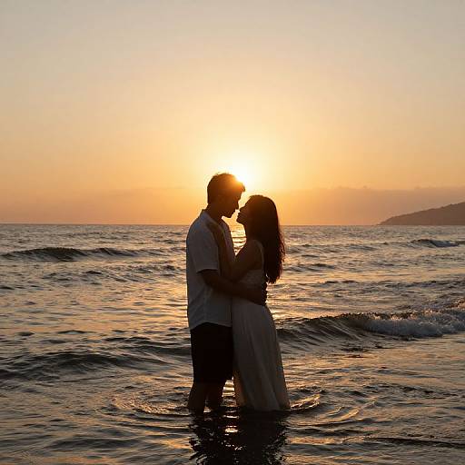 Sunset Embrace by Ocean Waves