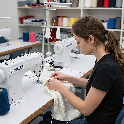 Woman Knitting at Sandwick Factory