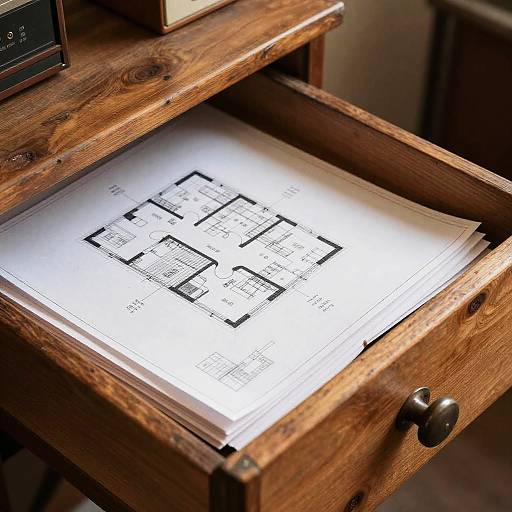 Architect's Blueprint Drawer Close-Up