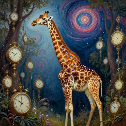 Surreal Giraffe Dreamscape Painting