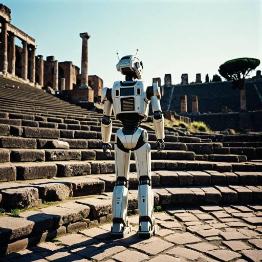 Robot Standing on Pompeii Amphitheater Steps