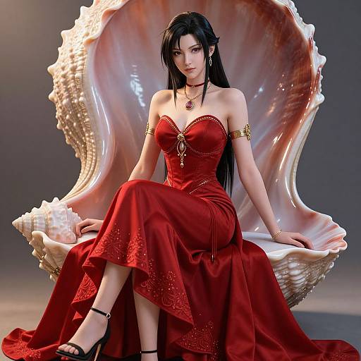 Aerith Gainsborough on Conch Throne