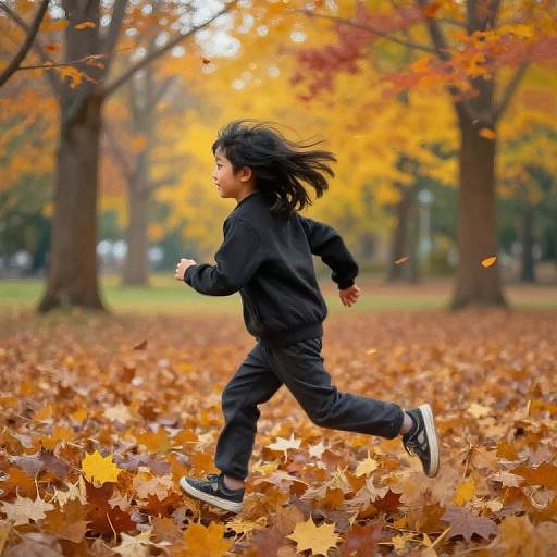 Impressionist Boy Running in Autumn