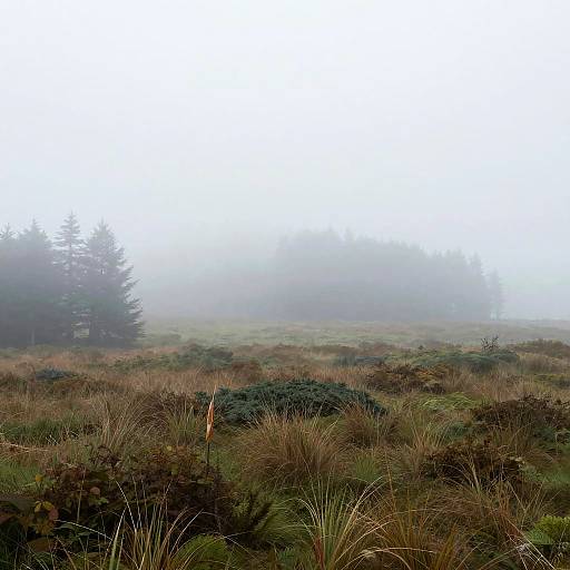 Foggy Moorland Minimalist Vector Art