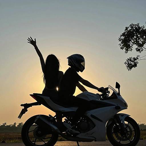 Motorcycle Sunset Silhouette Adventure