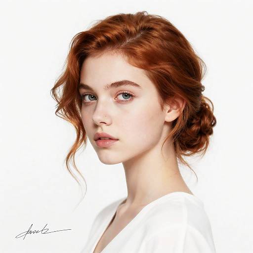 Detailed Digital Portrait of Auburn-Haired Woman