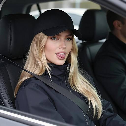 Blonde Woman in Car with Man