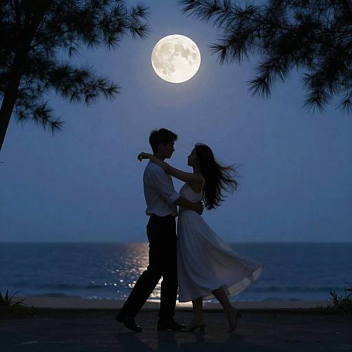 Romantic Moonlit Dance by the Sea