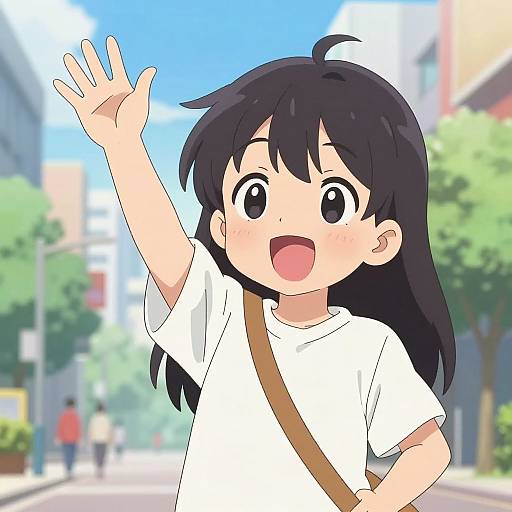 Energetic Anime Protagonist Waving Pose