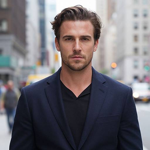 Serious Man in Urban Cityscape