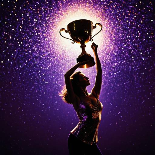 Dancer Holding Trophy in Shimmering Twilight