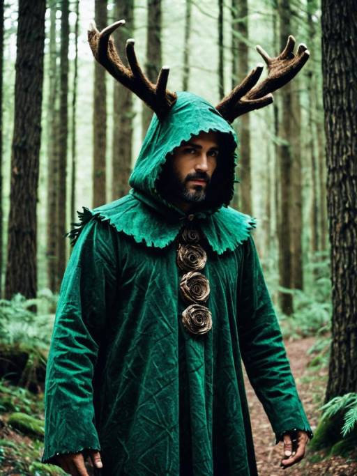 Man in Enchanted Forest Costume with Antlers