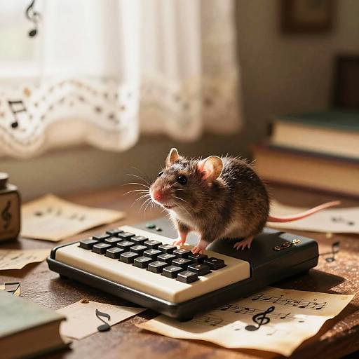 Tiny Rat on Vintage Keyboard