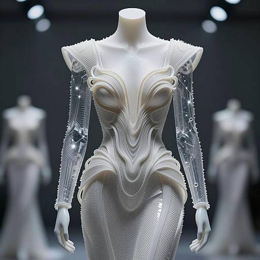 Futuristic White Dress on Mannequin