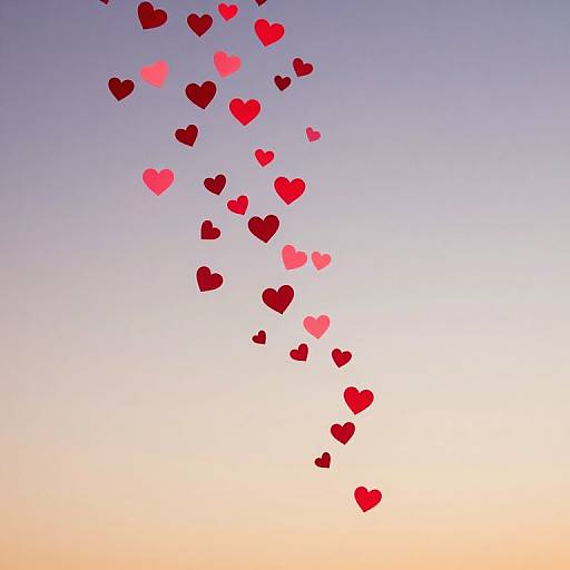 Ethereal Hearts in Gradient Sky