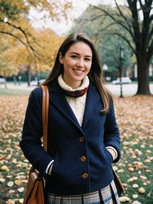 Candid Fall Portrait in Preppy Style