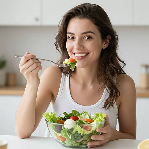 Young Woman Eating Healthy Salad