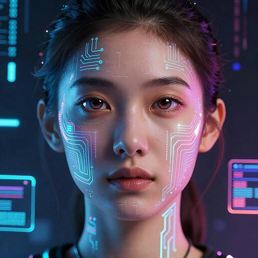 Futuristic AI-Enhanced Cyberpunk Portrait