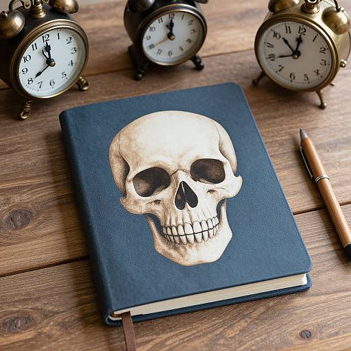 Crow Skull Journal with Antique Clocks