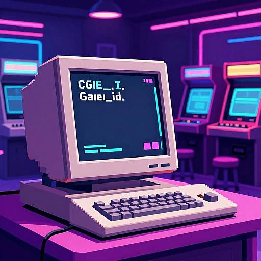 Retro Futuristic Gamer Terminal Pixel Art
