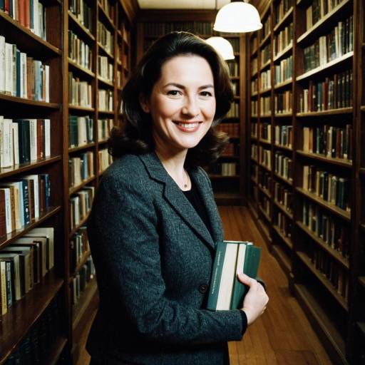 Smiling Librarian in Vintage Library