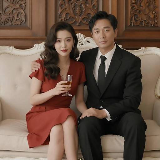 Vintage Couple on Ornate Couch