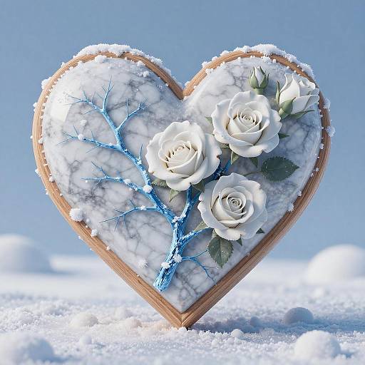 Realistic Heart Art with Wood and Marble