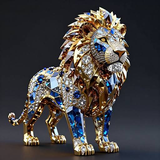 Prismatic Gemstone Lion Portrait