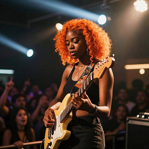 Black Woman Rocking Electric Guitar