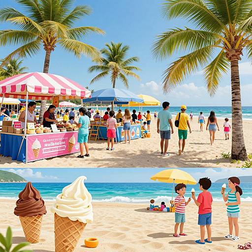 Vibrant Summer Beach Ice Cream Scene