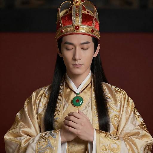 Regal Man in Ornate Robe and Hat