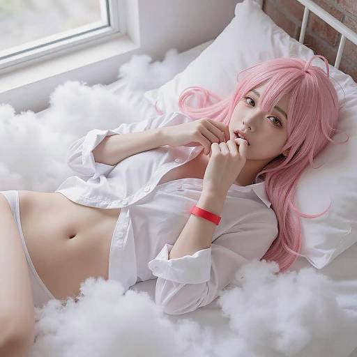 Dreamy Pink-Haired Anime Woman