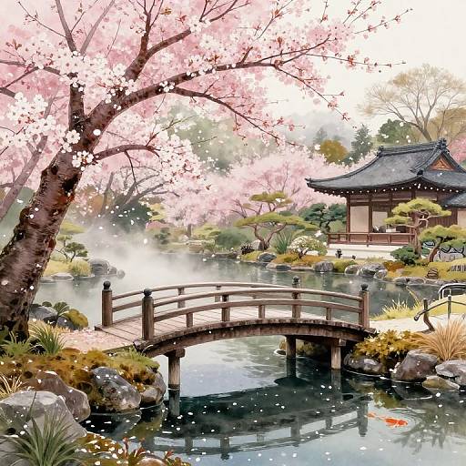 Serene Japanese Garden in Early Spring