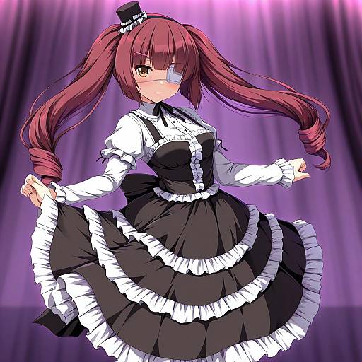 Illustration of Hanazono yurine, jashin-chan dropkick in the style of Sheita