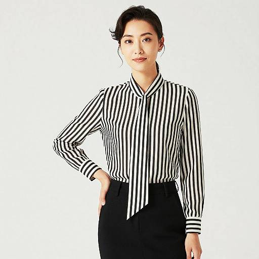 Elegant Woman in Striped Blouse