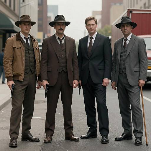 Serious Men in Urban Street Scene