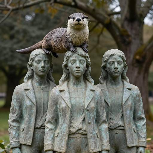 Dystopian Friends Statue with Otter