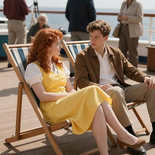 Couple Relaxing on Ship Deck