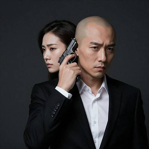 Dual Expression Portrait with Gun