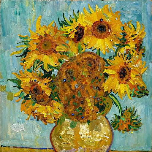 Van Gogh Style Sunflower Close-Up