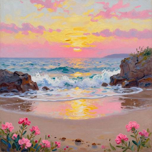 Impressionistic Sunset Beach Painting