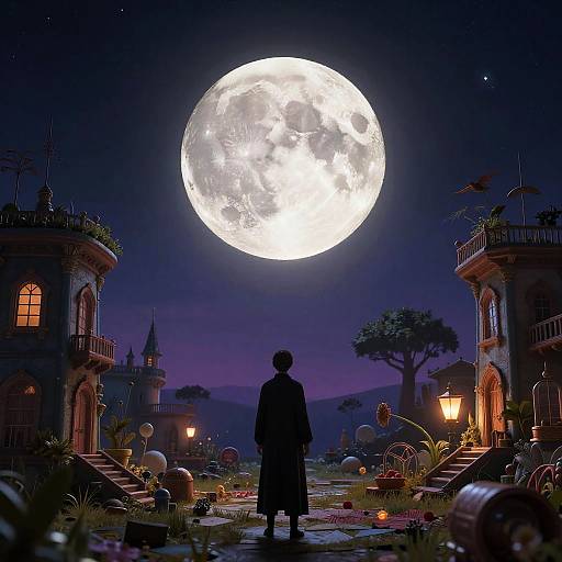 Surreal Moonlit Nightscape Fusion