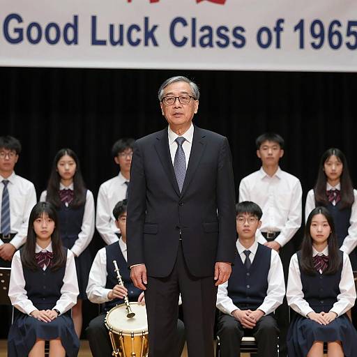 Middle-Aged Speaker at Graduation Ceremony