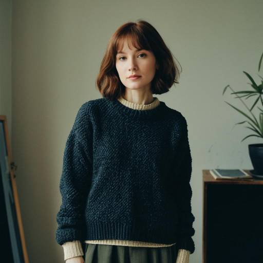 Young Woman in Casual Dark Sweater