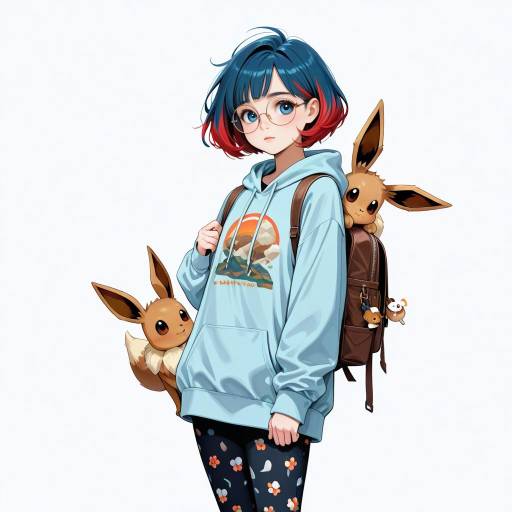 Eevee Girl with Multicolored Hair